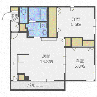 さくら福住(2LDK/4階)の間取り写真