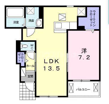 エスポワール3(1LDK/1階)の間取り写真