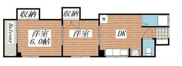 丹羽マンション(2DK/2階)の間取り写真