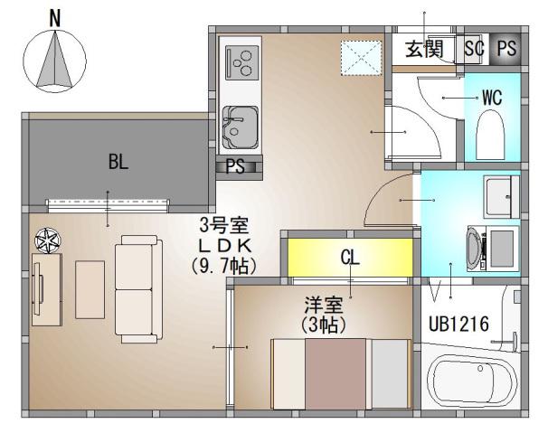 REGALEST 伊島I(1LDK/3階)の間取り写真