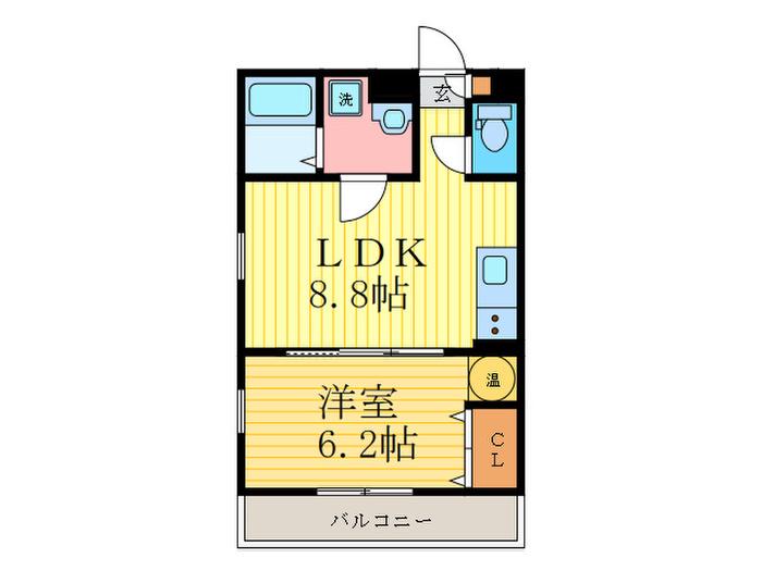 K・S CUBE桂川(1LDK/3階)の間取り写真