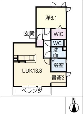 SINCERITE津島(1LDK/2階)の間取り写真