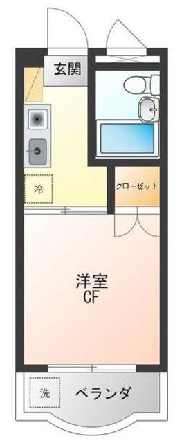 100 ハイタウン大倉山第3(1K/3階)の間取り写真