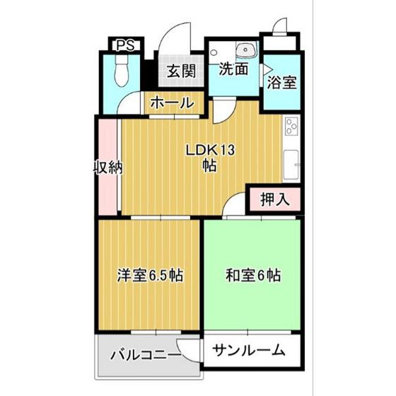 エクセルふたすぎ(2LDK/1階)の間取り写真