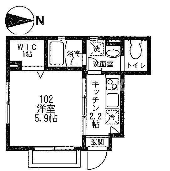 メゾンドモンペール(1K/1階)の間取り写真