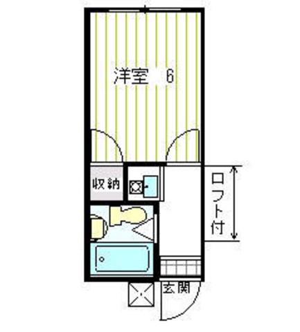 メゾン岡の宮B(1K/2階)の間取り写真