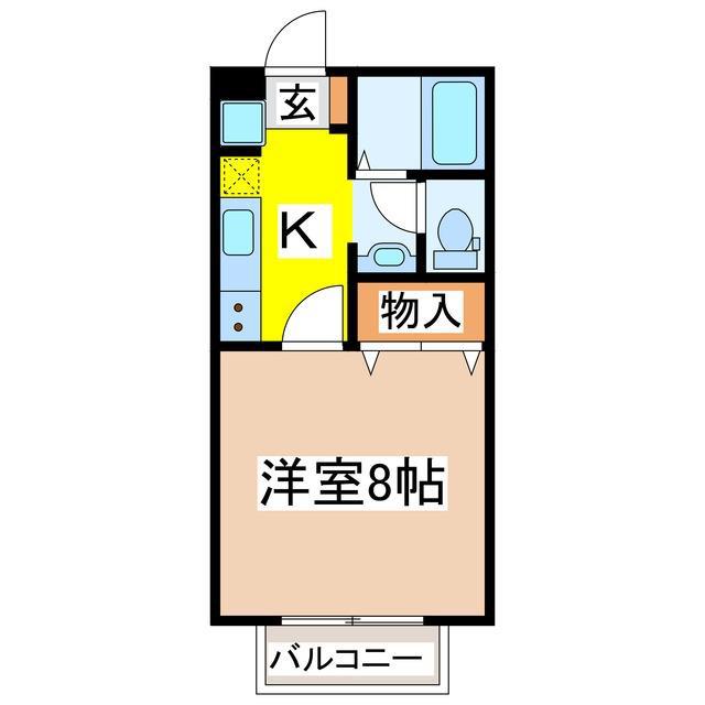 フォンティーヌ(1K/1階)の間取り写真