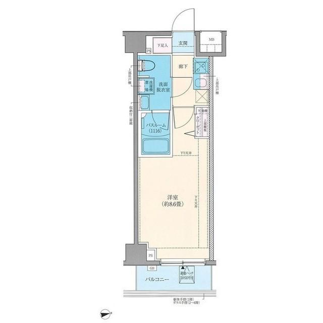 ロアール元住吉(1K/6階)の間取り写真