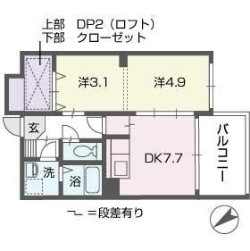 フェイスカミーユ(2DK/5階)の間取り写真