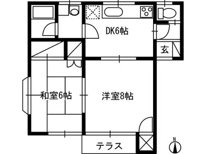 パインシティC(2DK/2階)の間取り写真