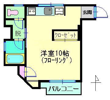 江川ビル(ワンルーム/3階)の間取り写真