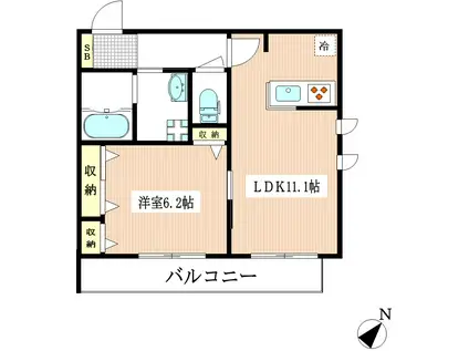 フレグラント(1LDK/1階)の間取り写真