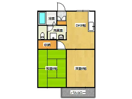藤田コーポ II(2DK/1階)の間取り写真