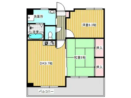 うらら館 託麻(2DK/2階)の間取り写真