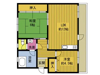 水城ビル(2LDK/4階)の間取り写真