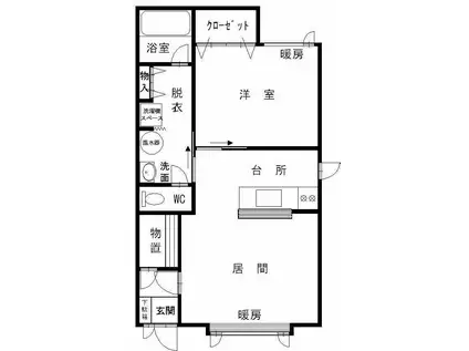 ＪＲ宗谷本線 旭川四条駅 徒歩11分 2階建 築25年(1LDK/1階)の間取り写真