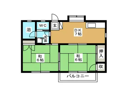 徳山ハイツ(2DK/2階)の間取り写真