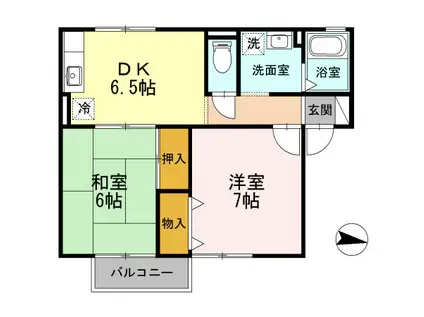 メゾンソフィアB棟(2DK/1階)の間取り写真
