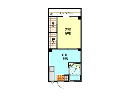 野島マンション(1DK/3階)の間取り写真