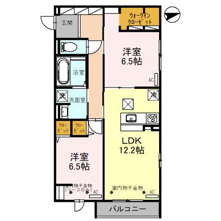 ルナ・ピエナ(2LDK/2階)の間取り写真