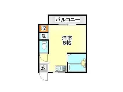 タナカハイツII(ワンルーム/2階)の間取り写真
