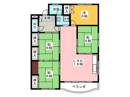 川合マンション(4LDK/2階)の間取り写真
