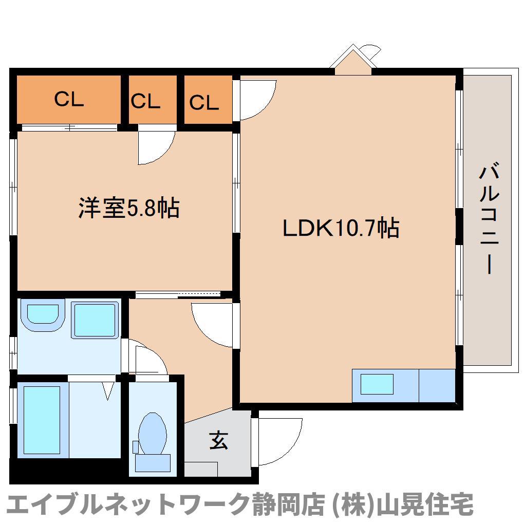 ジュネスユーB(1LDK/1階)の間取り写真