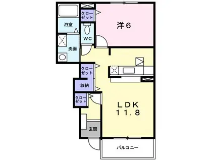 東武佐野線 佐野駅 車で5分 2階建 築17年(1LDK/1階)の間取り写真