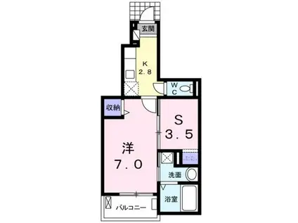 フォンターナ コモド(1SK/1階)の間取り写真