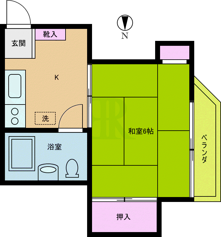 落合マンション(1K/3階)の間取り写真