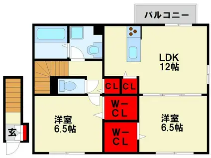 プレミールASAGIRI(2LDK/2階)の間取り写真