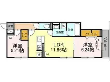 セレスティア瑞江I(2LDK/2階)の間取り写真