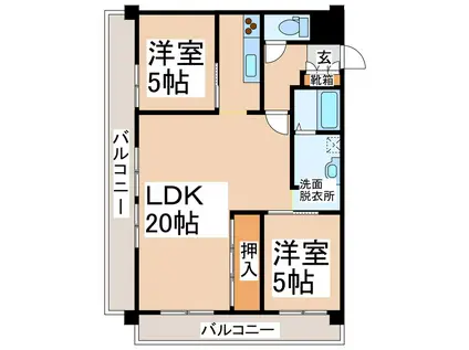 ダイアパレス京町台(2LDK/7階)の間取り写真
