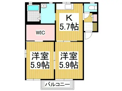 新賀ハイツ C(2K/1階)の間取り写真