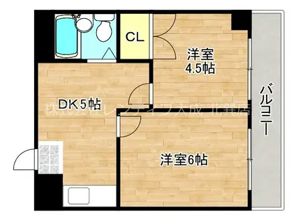 シャトー小路II(2DK/5階)の間取り写真