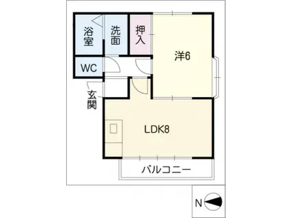 トラッド須ケ口(1LDK/2階)の間取り写真