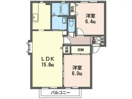 グランシード長坂(2LDK/2階)の間取り写真