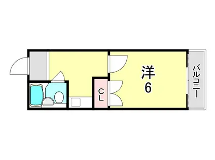 ラムール神戸(1K/3階)の間取り写真