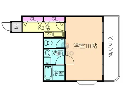 LEIWA服部天神(1K/3階)の間取り写真
