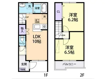 WILL COURT(2LDK/1階)の間取り写真