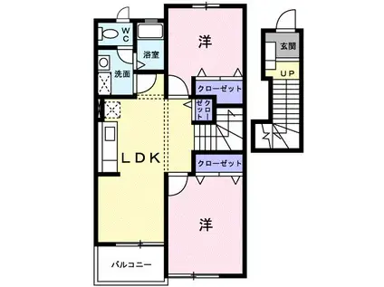サニ-コートII A棟(2LDK/2階)の間取り写真