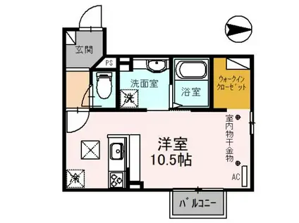 メゾン・ソレイユ(ワンルーム/1階)の間取り写真