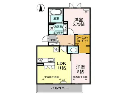 グリシーナ(2LDK/3階)の間取り写真