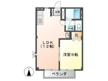 クリスタルハイツ平賀 A・B(1LDK/2階)の間取り写真
