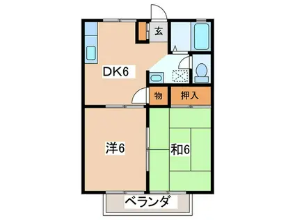 ムーリン鎌倉(2DK/1階)の間取り写真