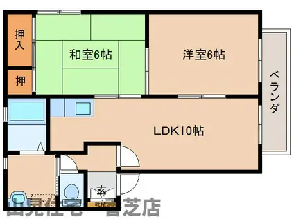 エルドラード五位堂E(2LDK/2階)の間取り写真