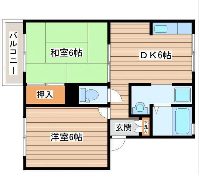 ログパルクC(2DK/2階)の間取り写真