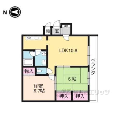サングレール長岡京(2LDK/2階)の間取り写真
