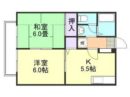 サンライフ中島 II B(2K/2階)の間取り写真