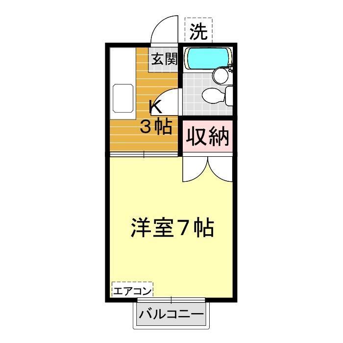 ペーパームーン(1K/2階)の間取り写真
